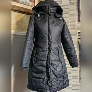 Avalanche Women's Mid-Long ‎ Winter Coat Jacket Hoodded  Black Size XXS